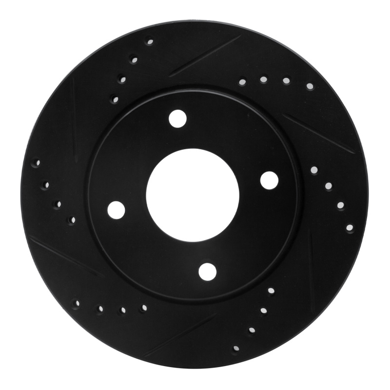 Nissan TIIDA Brake Rotor (1) - Front Left - R1 Concepts - Drilled & Slotted - Black - `07-`17